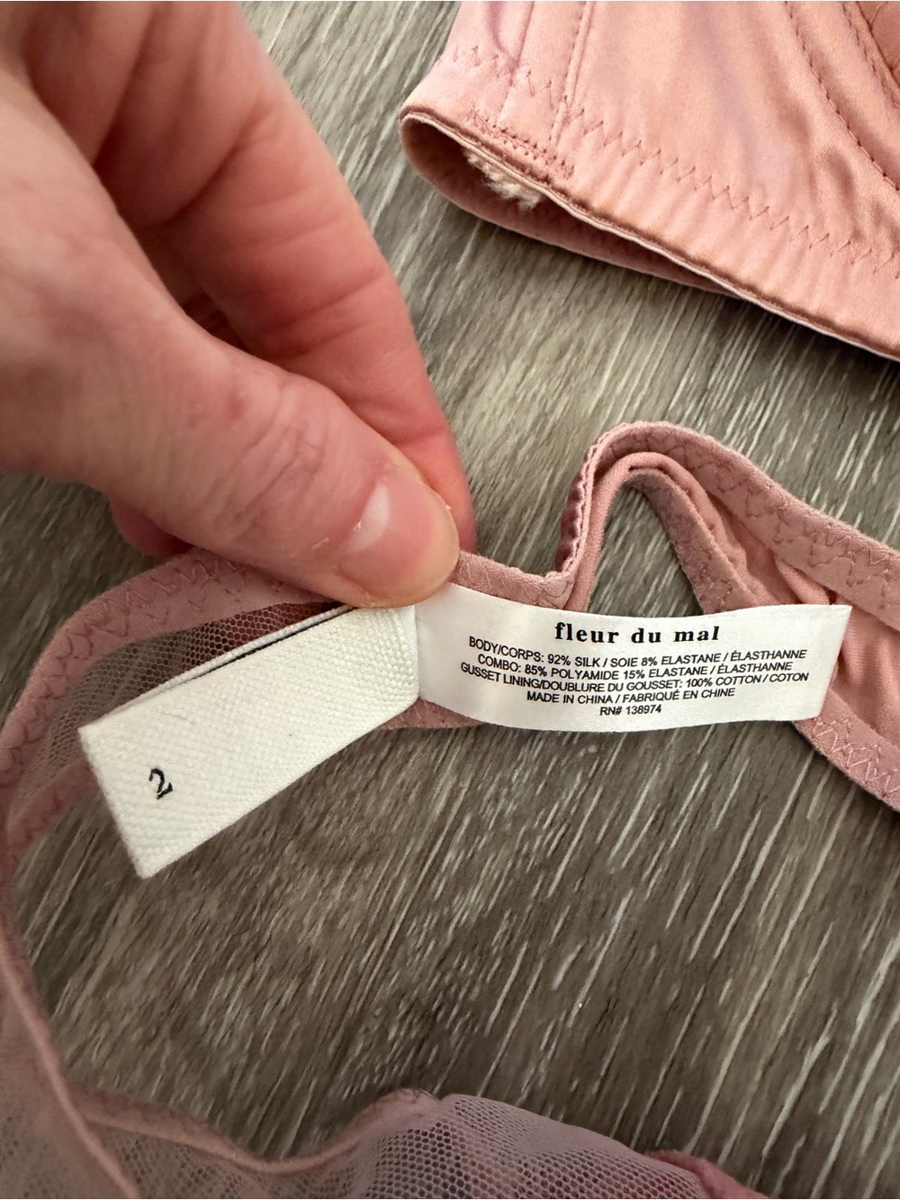 Fleur du Mal Top Stitch Bra and Thong Set Pink Size 32B / Small - Picture 6 of 7